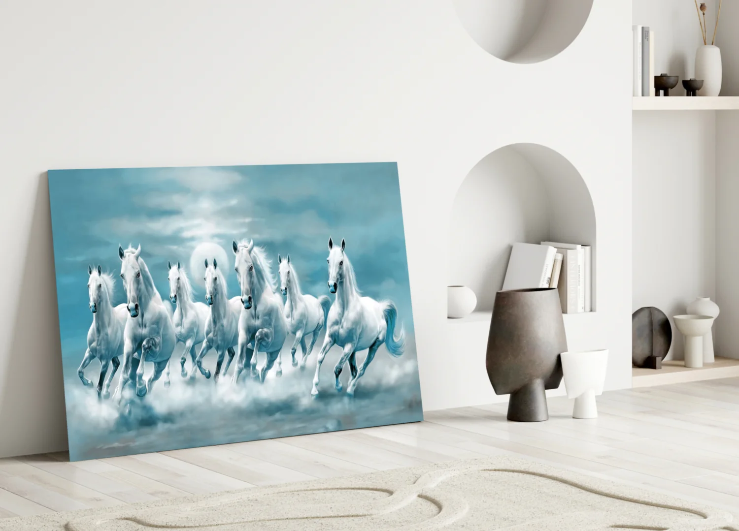 White Horses Glass Wall Art - Image 3