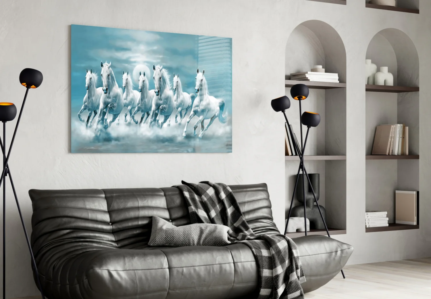 White Horses Glass Wall Art - Image 4