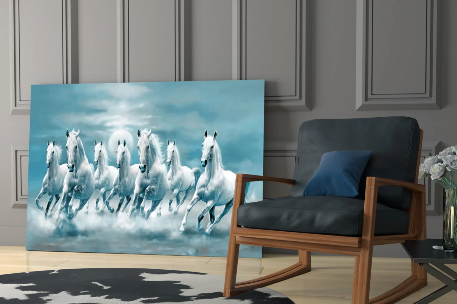 White Horses Glass Wall Art - Image 6