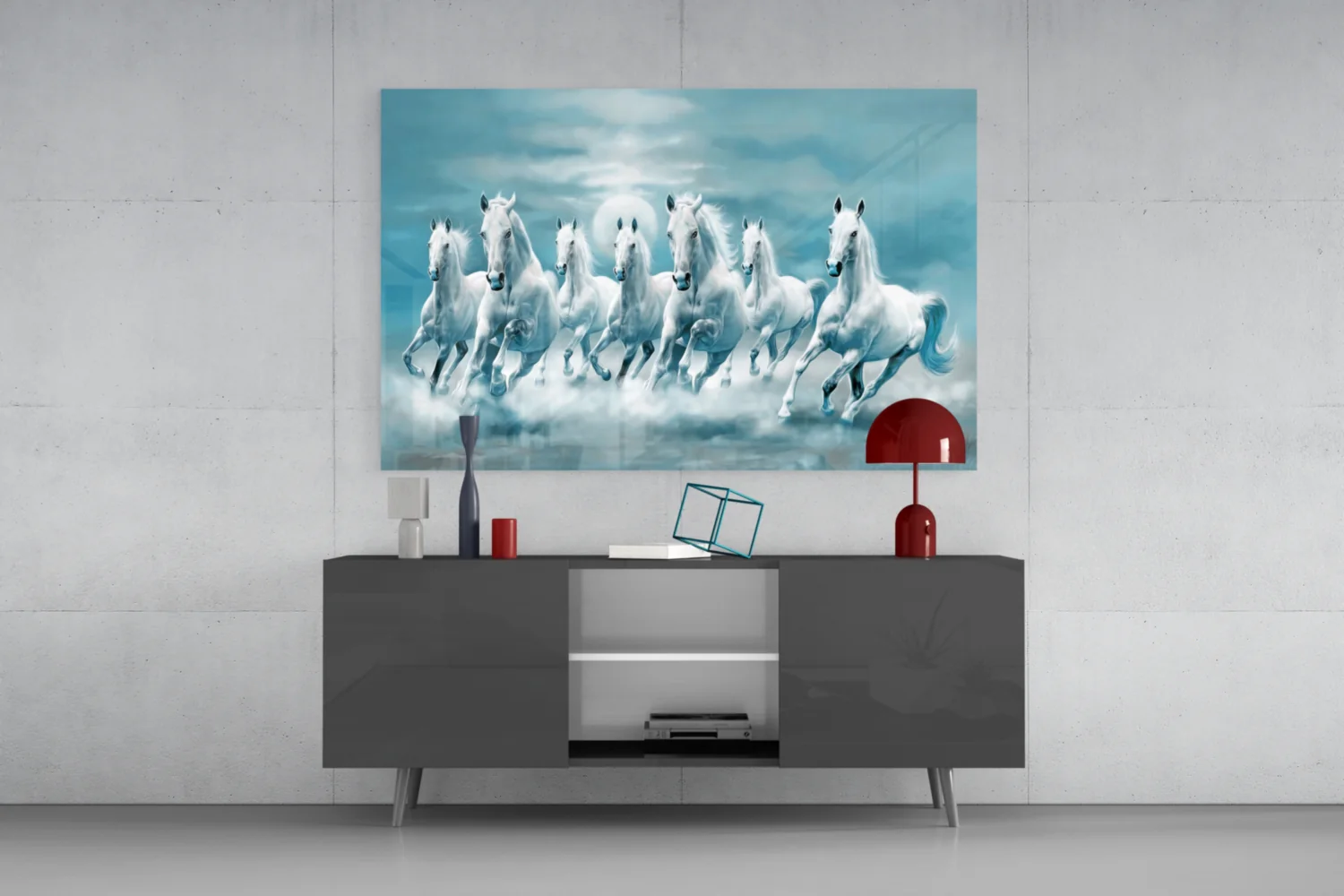 White Horses Glass Wall Art - Image 8