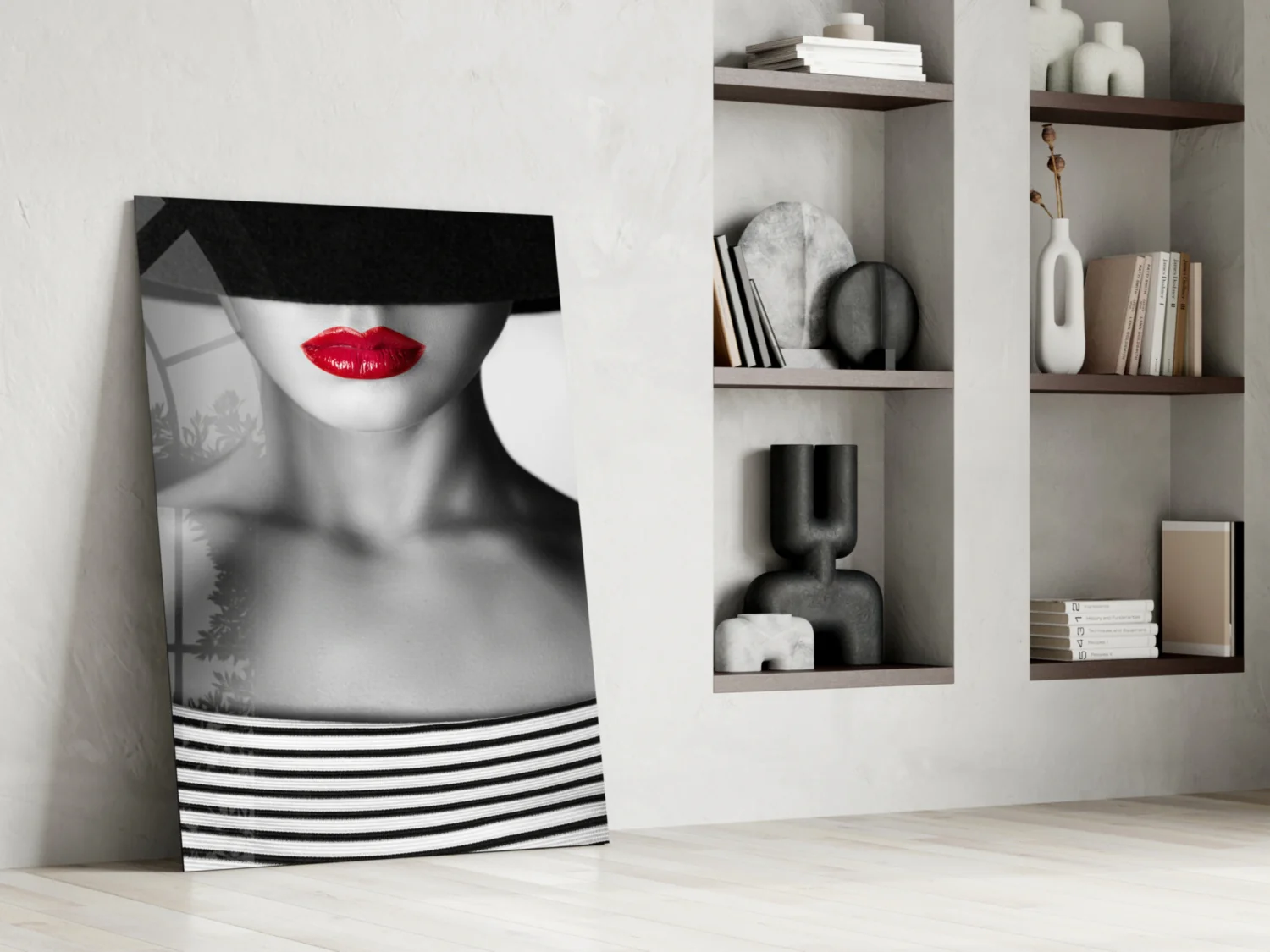 Red Lips Portrait Glass Wall Art - Image 6