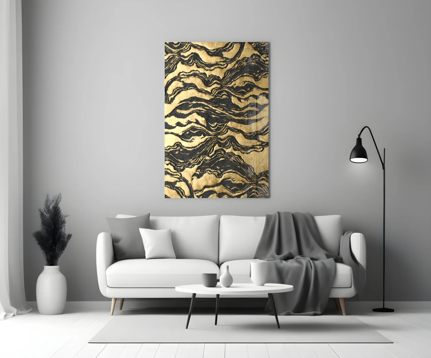 Golden Waves Glass Wall Art - Image 3