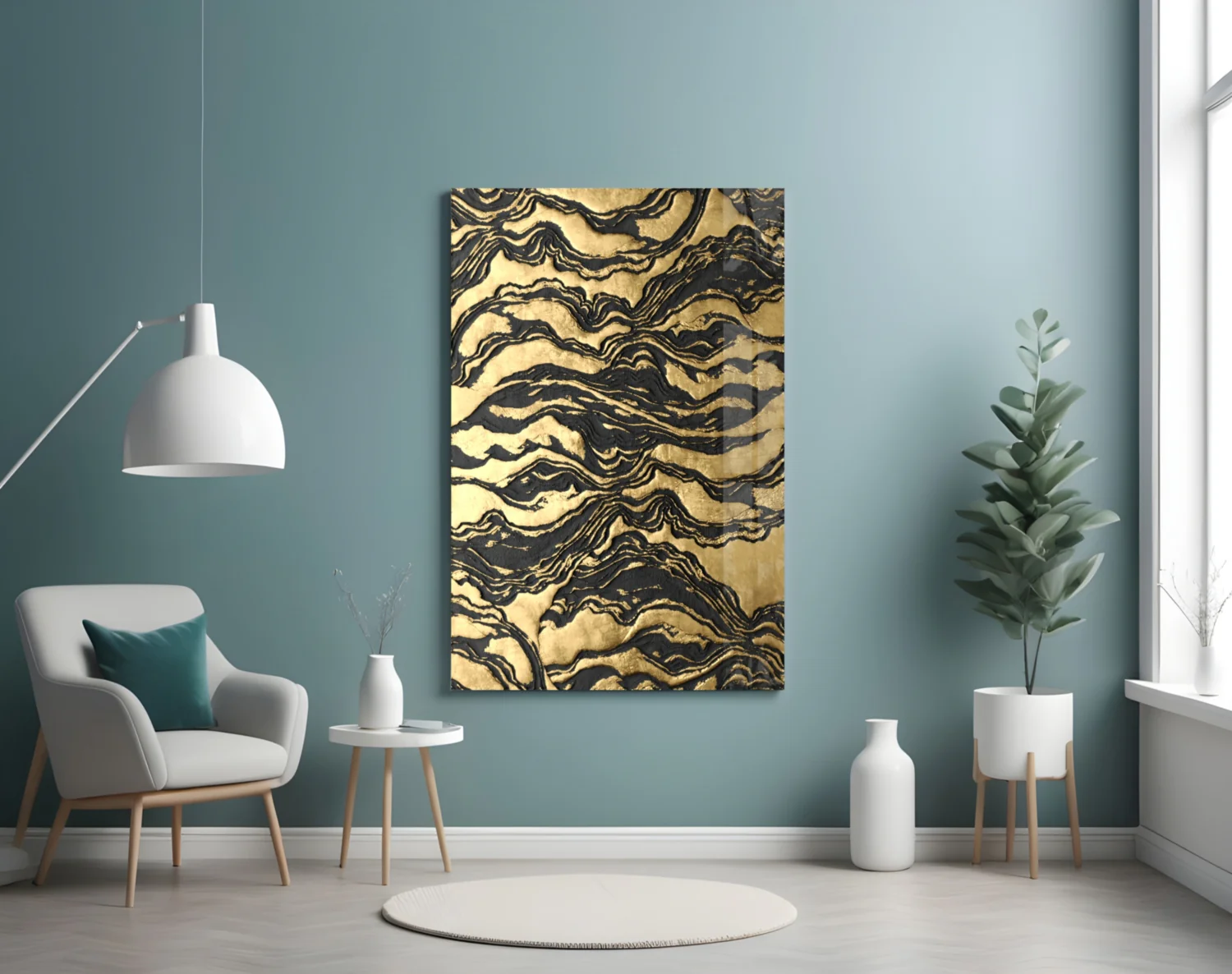 Golden Waves Glass Wall Art - Image 4