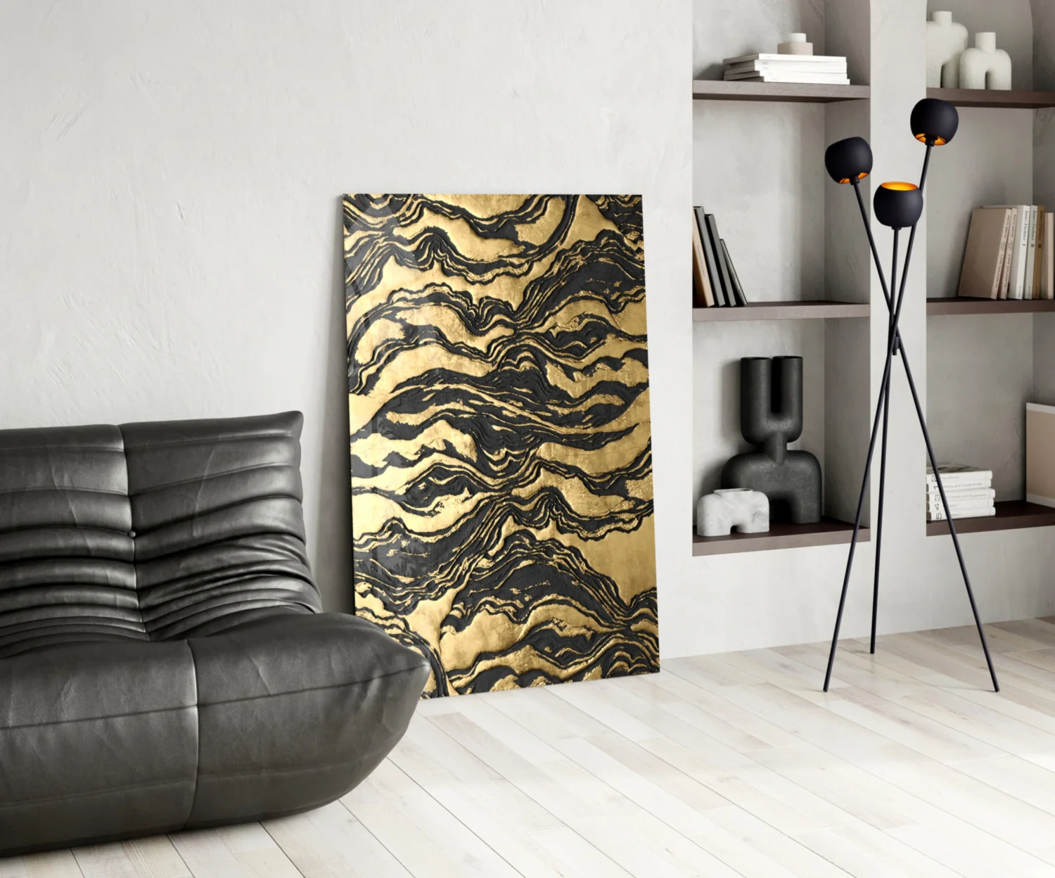 Golden Waves Glass Wall Art - Image 5